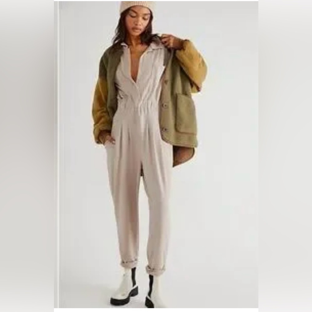 Free people faye jumpsuit in color oyster